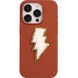 Sticker Aufkleber für Handy/Tablet/Computer 3D gestickt - Blitz weiss gold