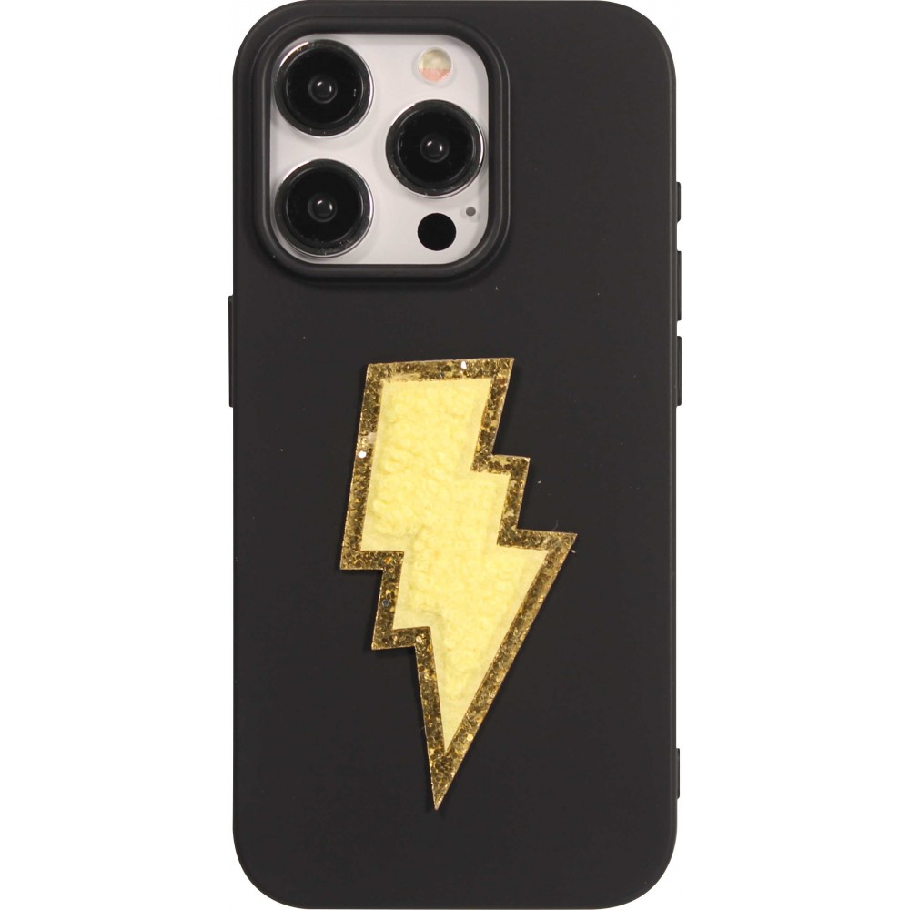 Autocollant sticker pour téléphone/tablette/ordinateur brodé en 3D - Éclair jaune