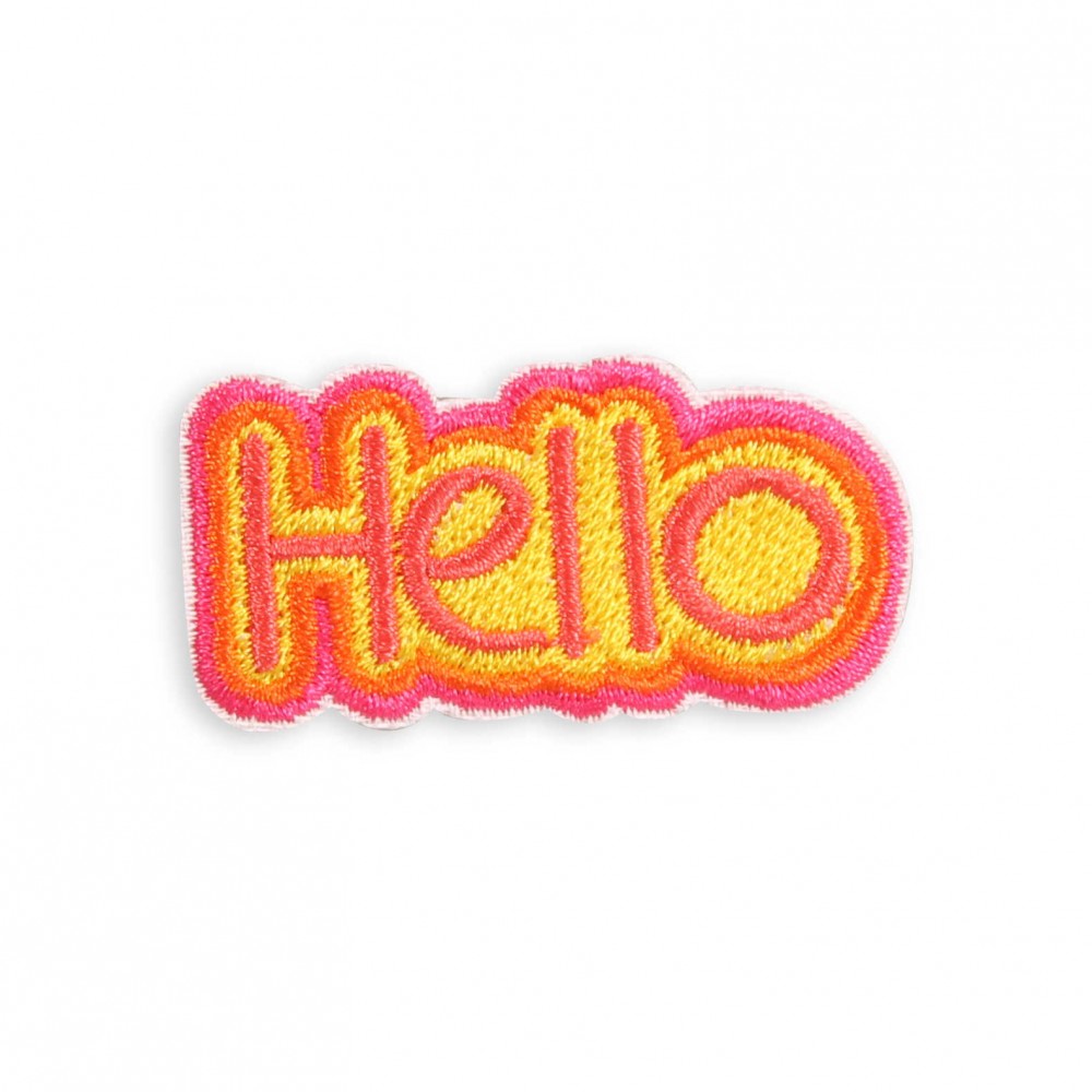 Autocollant sticker pour téléphone/tablette/ordinateur brodé en 3D - HELLO jaune