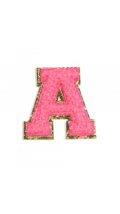 Autocollant sticker pour téléphone/tablette/ordinateur brodé en 3D rose foncé - Lettre A
