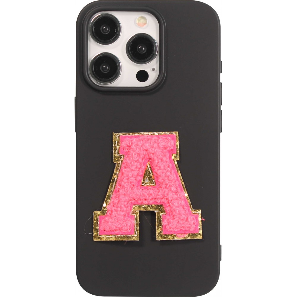 Autocollant sticker pour téléphone/tablette/ordinateur brodé en 3D rose foncé - Lettre A