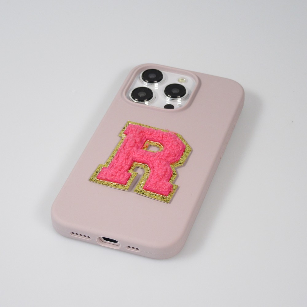 Autocollant sticker pour téléphone/tablette/ordinateur brodé en 3D rose foncé - Lettre A