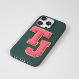 Autocollant sticker pour téléphone/tablette/ordinateur brodé en 3D rose foncé - Lettre A