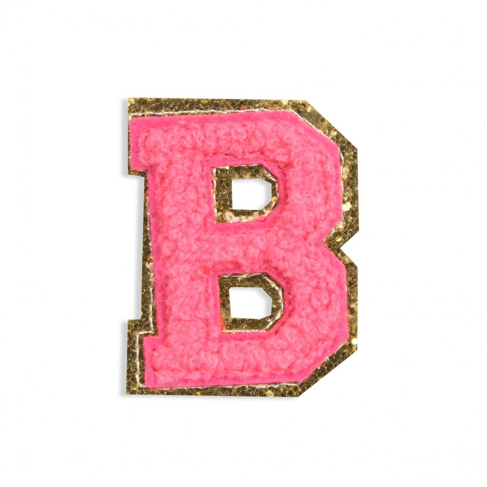 Autocollant sticker pour téléphone/tablette/ordinateur brodé en 3D rose foncé - Lettre B