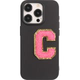 Sticker Aufkleber für Handy/Tablet/Computer 3D gestickt Dunkelrosa - Buchstabe C