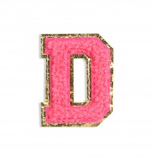 Autocollant sticker pour téléphone/tablette/ordinateur brodé en 3D rose foncé - Lettre D