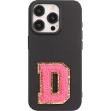 Autocollant sticker pour téléphone/tablette/ordinateur brodé en 3D rose foncé - Lettre D