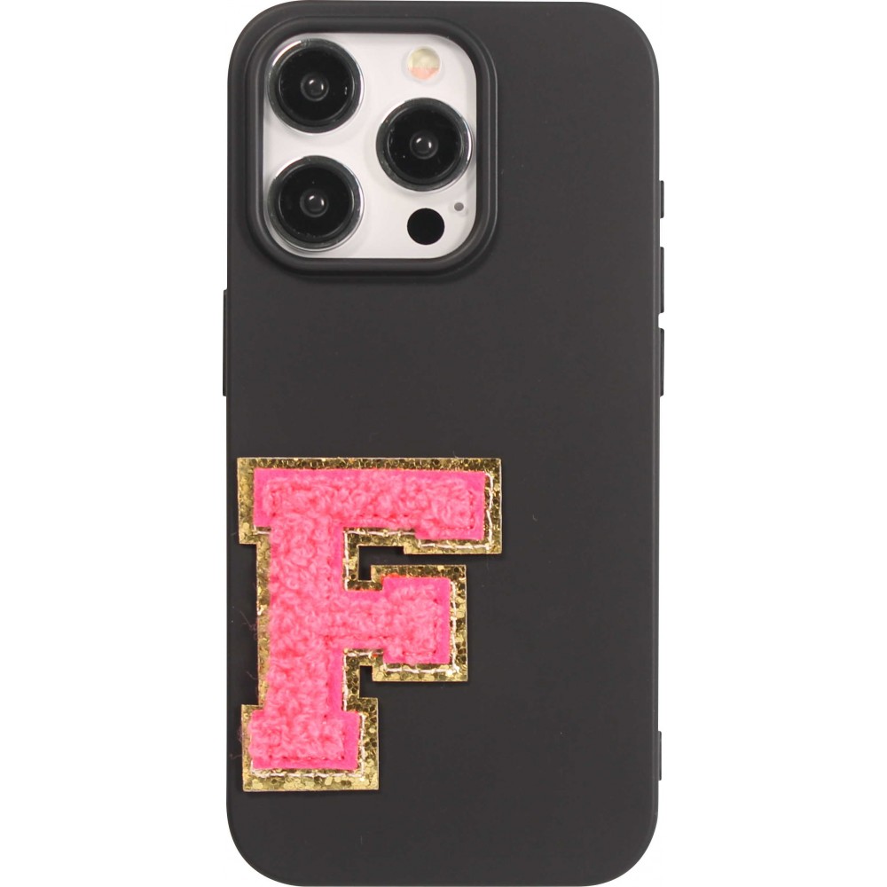 Sticker Aufkleber für Handy/Tablet/Computer 3D gestickt Dunkelrosa - Buchstabe F