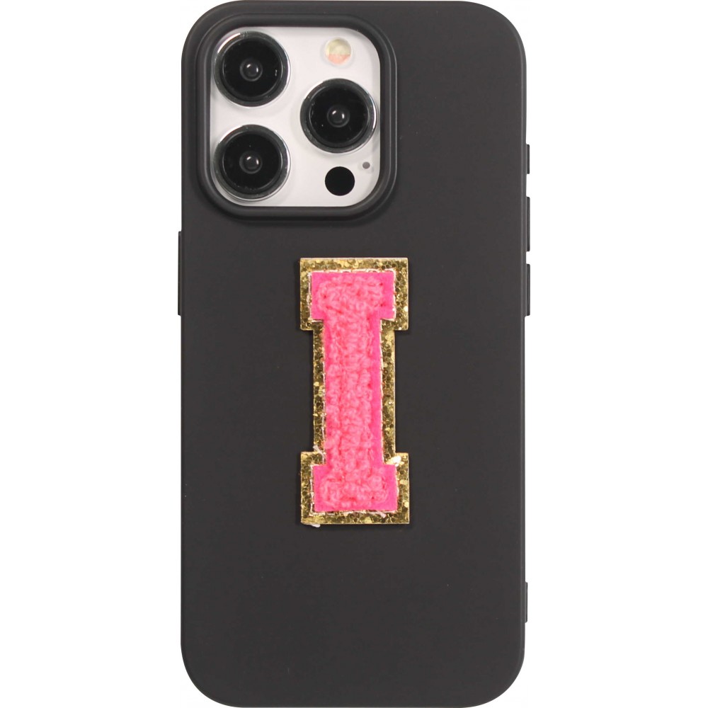 Autocollant sticker pour téléphone/tablette/ordinateur brodé en 3D rose foncé - Lettre I