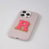 Sticker Aufkleber für Handy/Tablet/Computer 3D gestickt Dunkelrosa - Buchstabe J