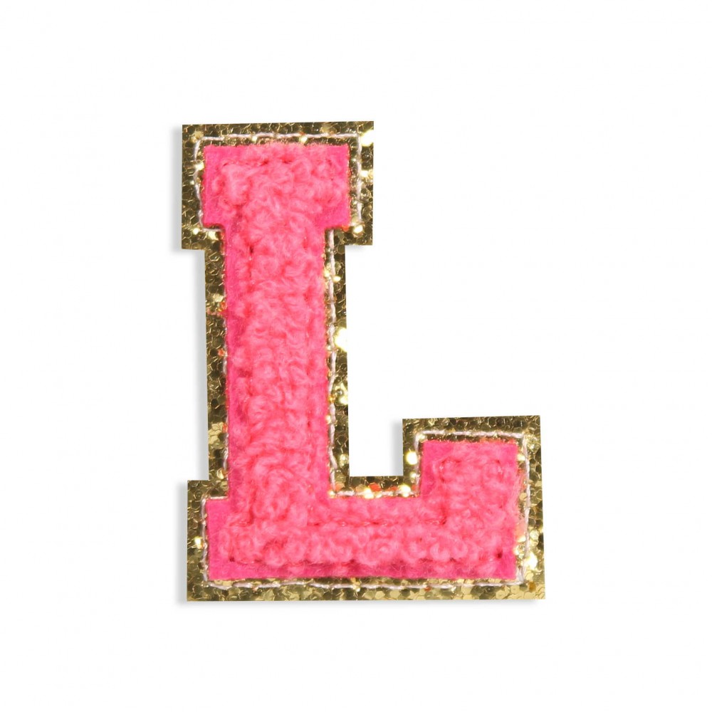 Autocollant sticker pour téléphone/tablette/ordinateur brodé en 3D rose foncé - Lettre L