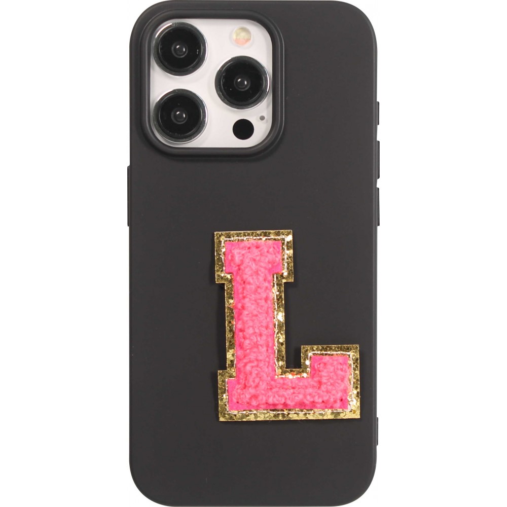 Autocollant sticker pour téléphone/tablette/ordinateur brodé en 3D rose foncé - Lettre L