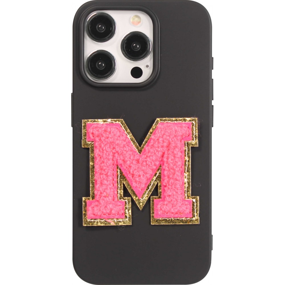 Autocollant sticker pour téléphone/tablette/ordinateur brodé en 3D rose foncé - Lettre M