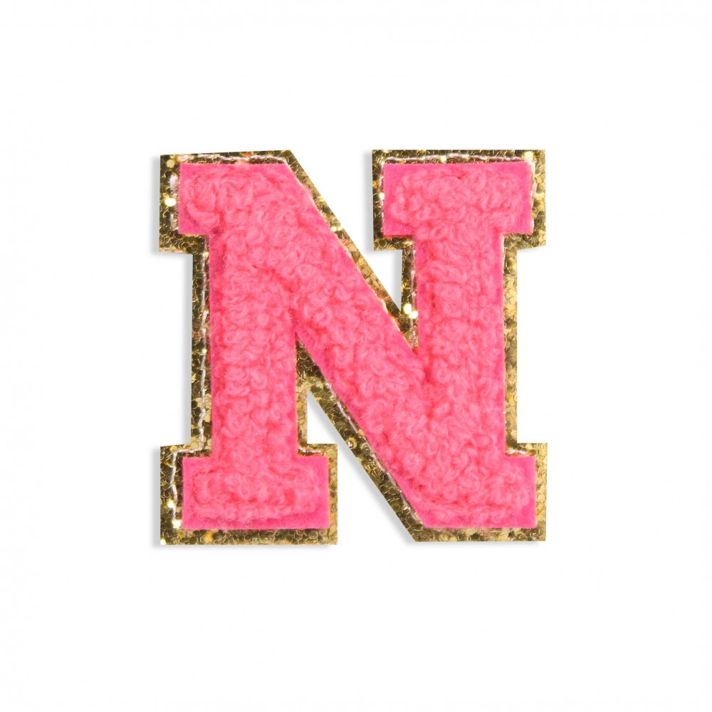 Sticker Aufkleber für Handy/Tablet/Computer 3D gestickt Dunkelrosa - Buchstabe N