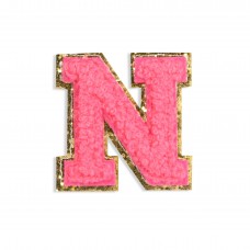 Sticker Aufkleber für Handy/Tablet/Computer 3D gestickt Dunkelrosa - Buchstabe N