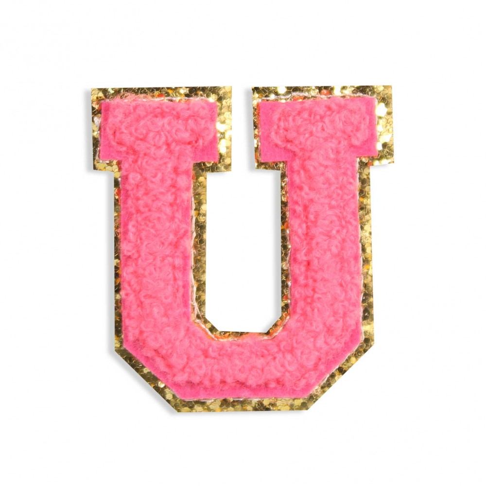 Autocollant sticker pour téléphone/tablette/ordinateur brodé en 3D rose foncé - Lettre U