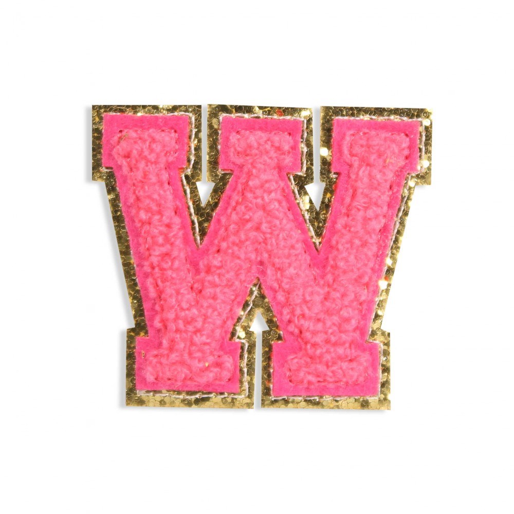 Sticker Aufkleber für Handy/Tablet/Computer 3D gestickt Dunkelrosa - Buchstabe W