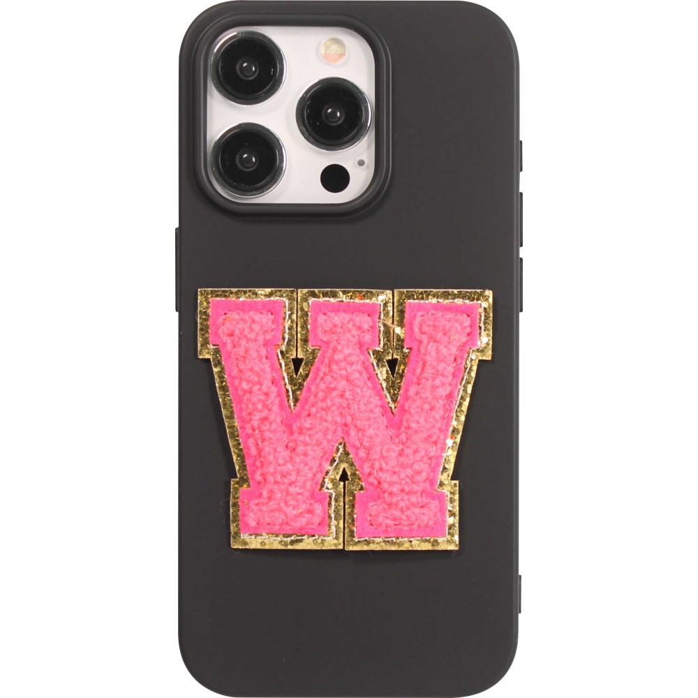 Sticker Aufkleber für Handy/Tablet/Computer 3D gestickt Dunkelrosa - Buchstabe W