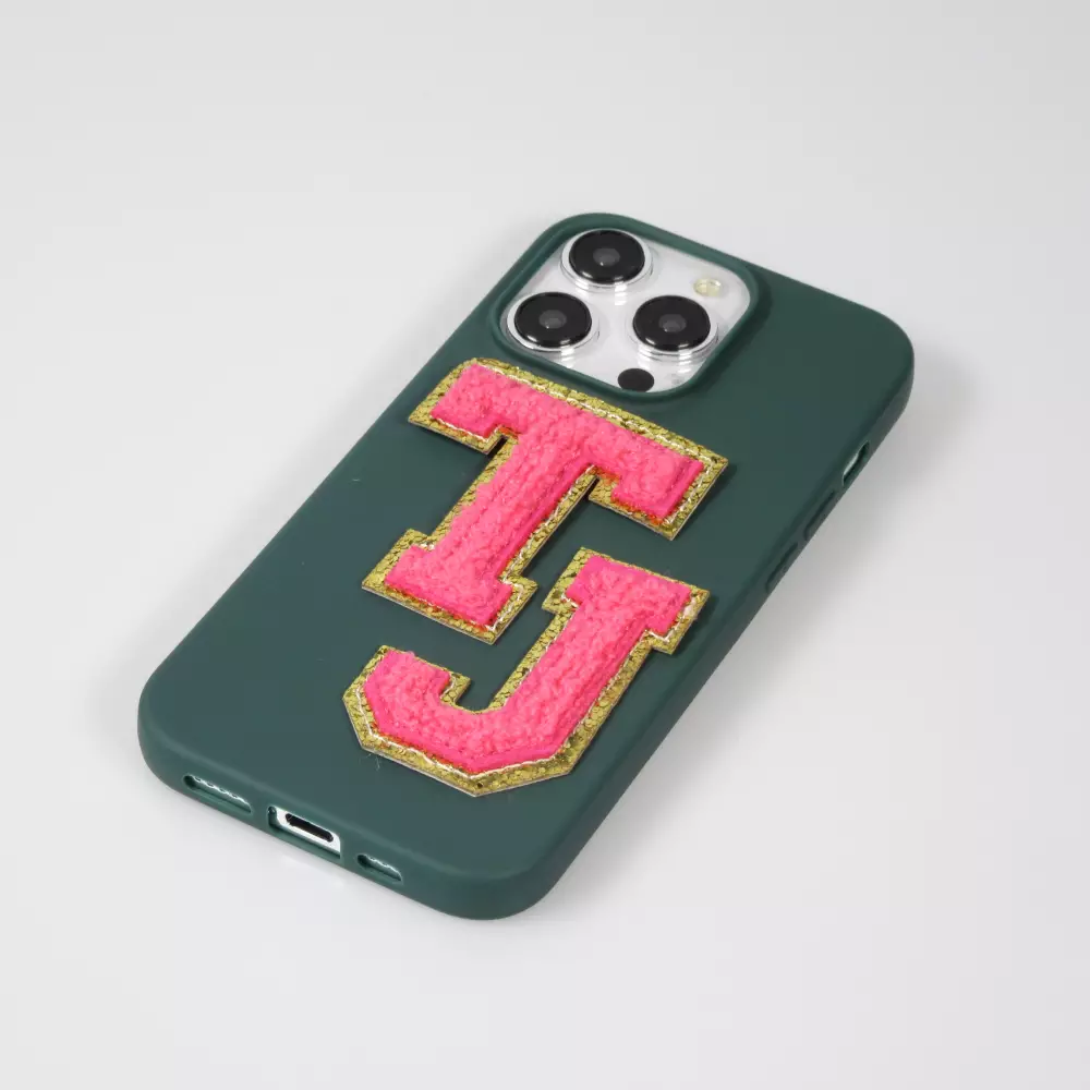 Sticker Aufkleber für Handy/Tablet/Computer 3D gestickt Dunkelrosa - Buchstabe X