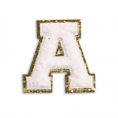 Autocollant sticker pour téléphone/tablette/ordinateur brodé en 3D blanc - Lettre A