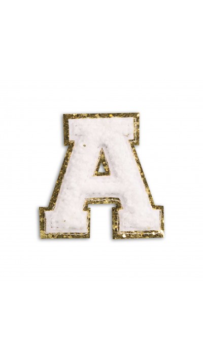 Autocollant sticker pour téléphone/tablette/ordinateur brodé en 3D blanc - Lettre A