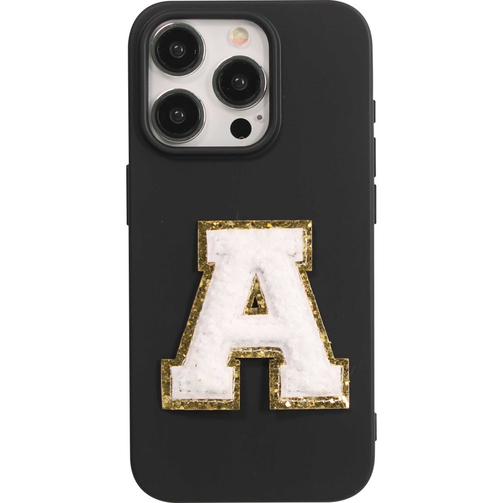 Autocollant sticker pour téléphone/tablette/ordinateur brodé en 3D blanc - Lettre A