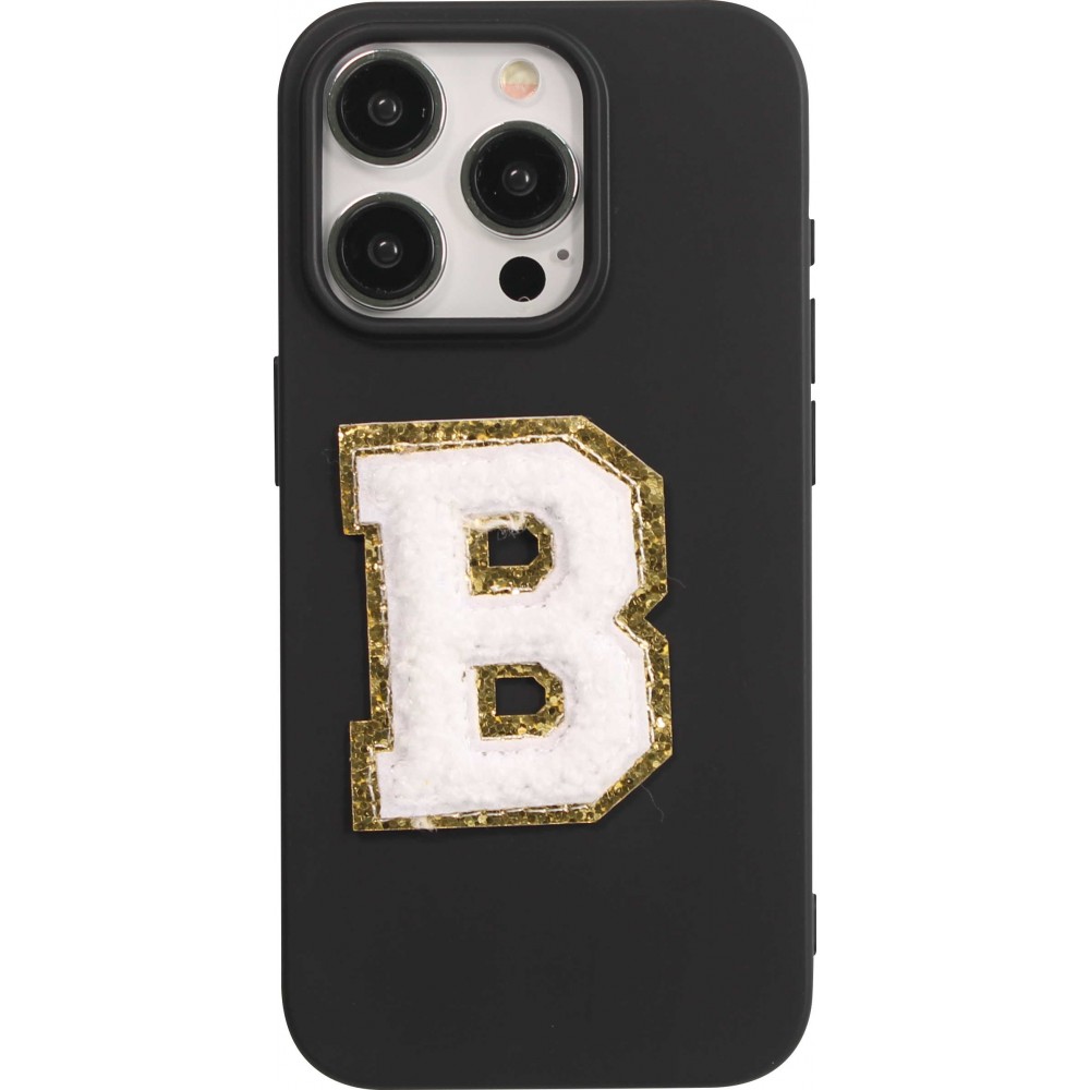 Autocollant sticker pour téléphone/tablette/ordinateur brodé en 3D blanc - Lettre B