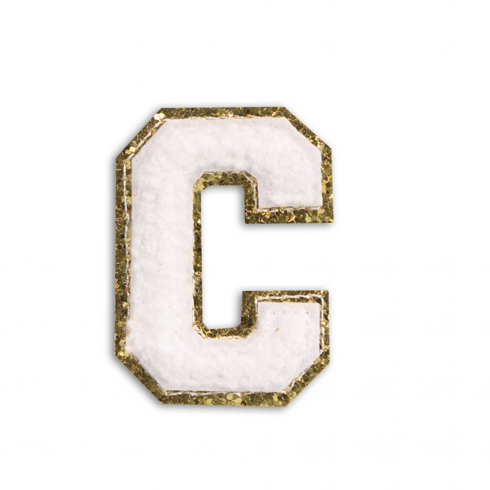 Autocollant sticker pour téléphone/tablette/ordinateur brodé en 3D blanc - Lettre C