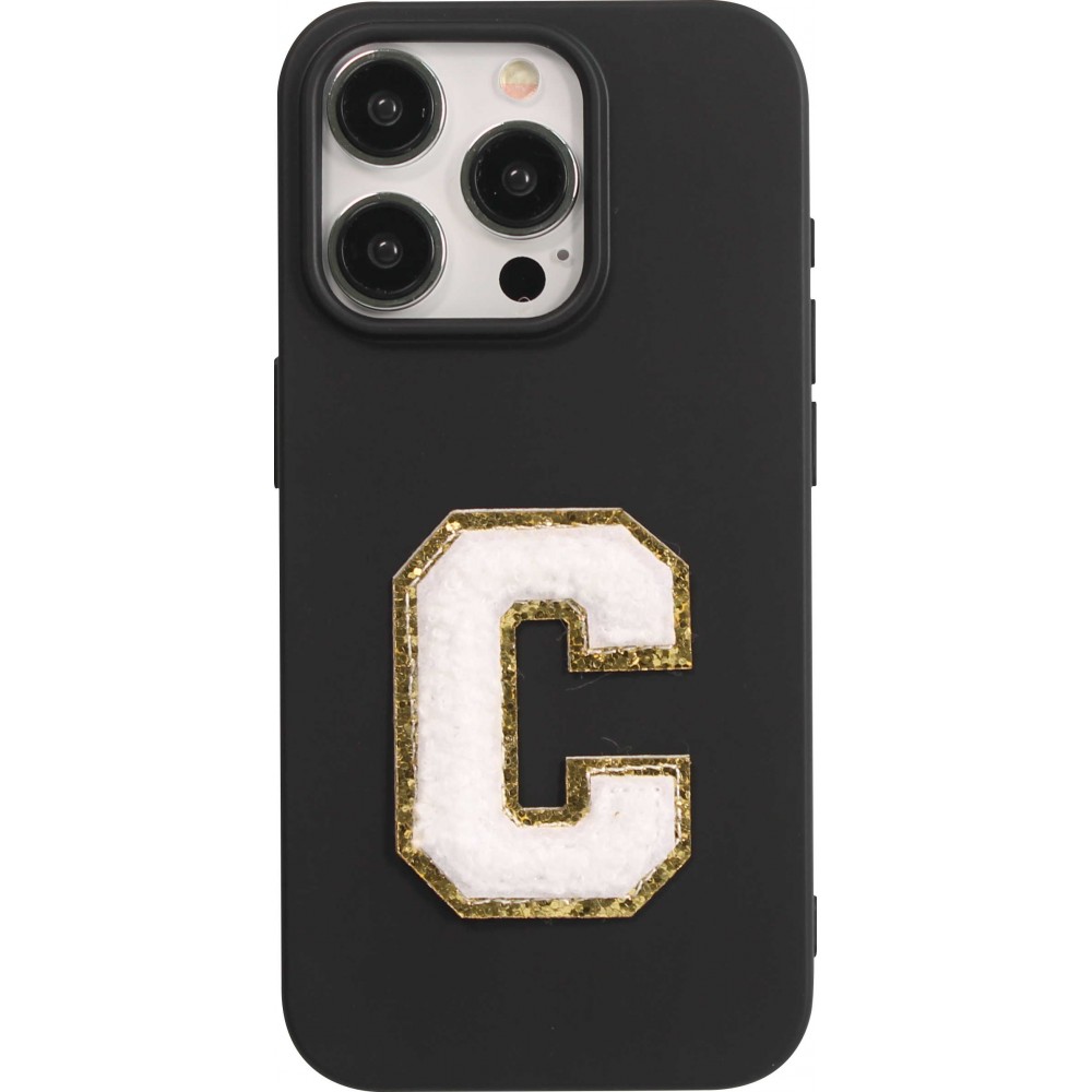 Autocollant sticker pour téléphone/tablette/ordinateur brodé en 3D blanc - Lettre C