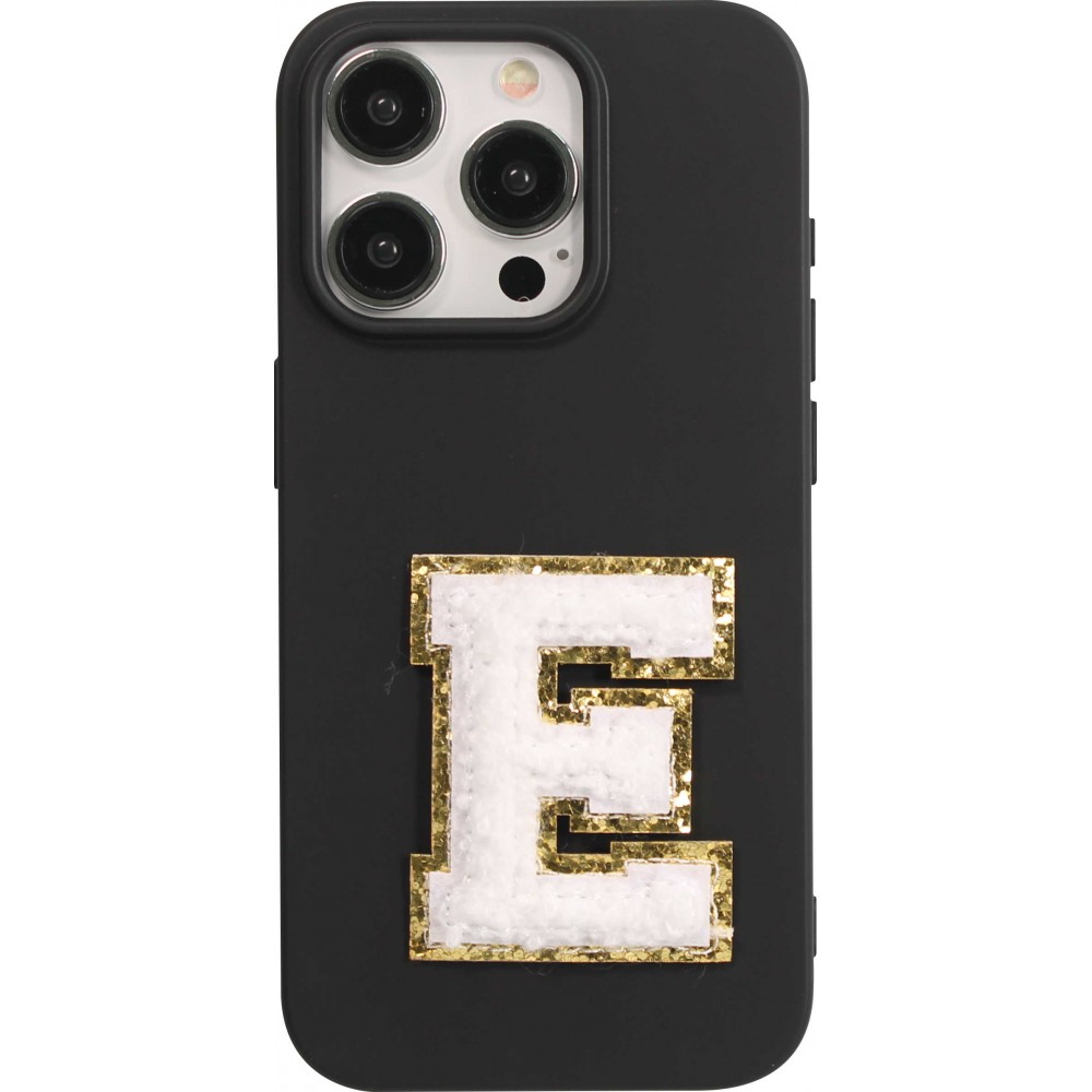 Autocollant sticker pour téléphone/tablette/ordinateur brodé en 3D blanc - Lettre E