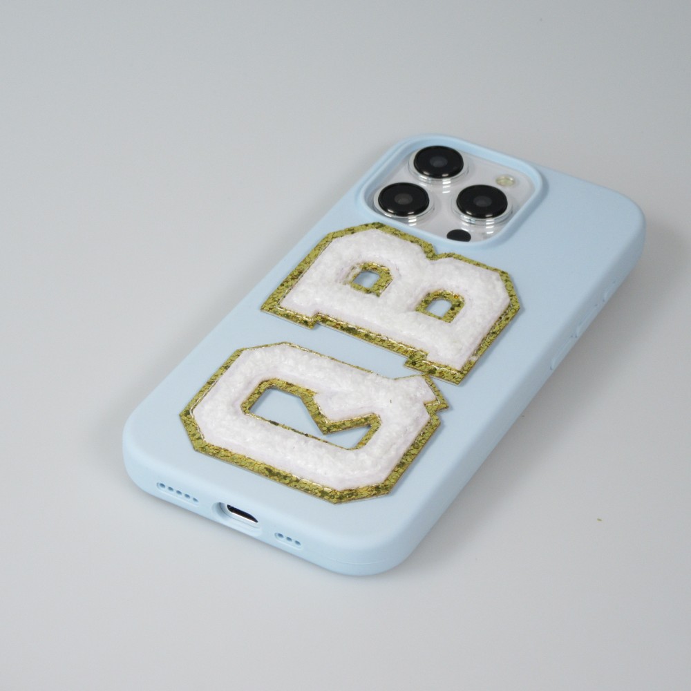 Autocollant sticker pour téléphone/tablette/ordinateur brodé en 3D blanc - Lettre E