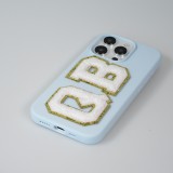 Autocollant sticker pour téléphone/tablette/ordinateur brodé en 3D blanc - Lettre E