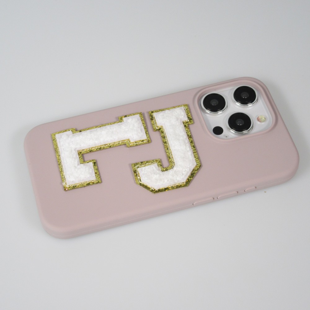 Autocollant sticker pour téléphone/tablette/ordinateur brodé en 3D blanc - Lettre E
