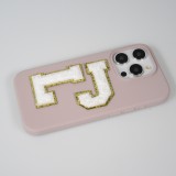 Autocollant sticker pour téléphone/tablette/ordinateur brodé en 3D blanc - Lettre E