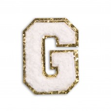 Autocollant sticker pour téléphone/tablette/ordinateur brodé en 3D blanc - Lettre G