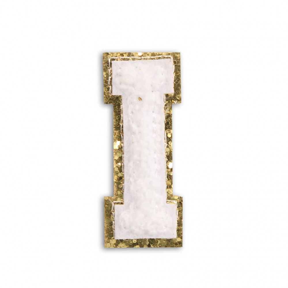 Autocollant sticker pour téléphone/tablette/ordinateur brodé en 3D blanc - Lettre I