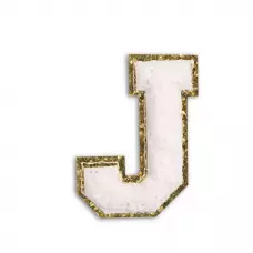 Sticker Aufkleber für Handy/Tablet/Computer 3D gestickt Weiss - Buchstabe J
