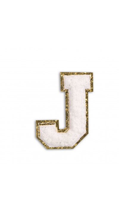 Autocollant sticker pour téléphone/tablette/ordinateur brodé en 3D blanc - Lettre J
