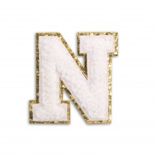 Autocollant sticker pour téléphone/tablette/ordinateur brodé en 3D blanc - Lettre N