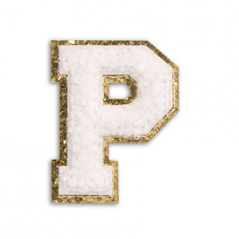 Autocollant sticker pour téléphone/tablette/ordinateur brodé en 3D blanc - Lettre P