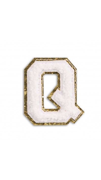 Autocollant sticker pour téléphone/tablette/ordinateur brodé en 3D blanc - Lettre Q