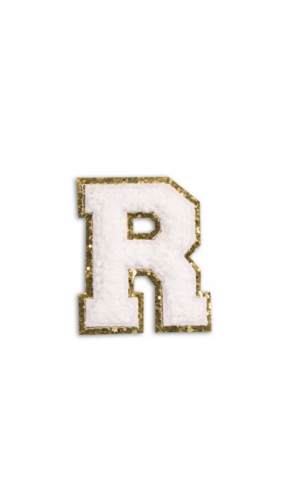 Autocollant sticker pour téléphone/tablette/ordinateur brodé en 3D blanc - Lettre R