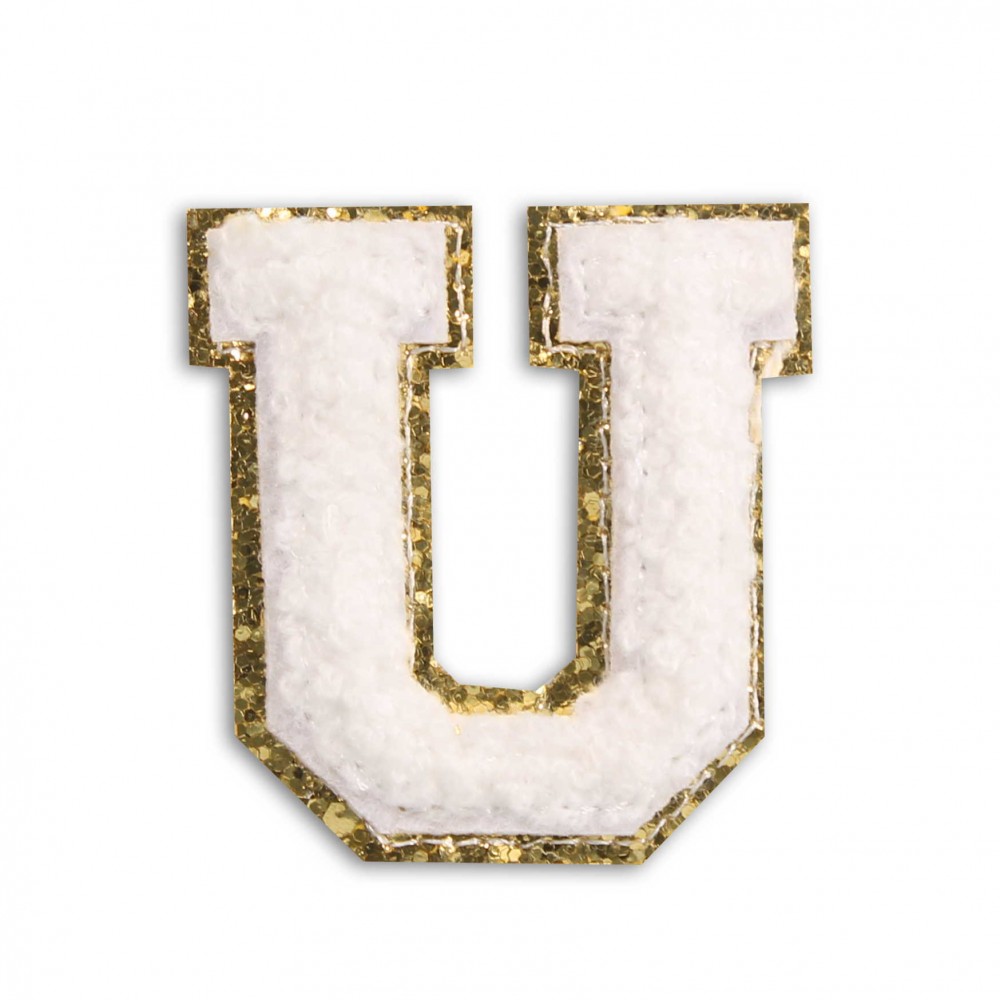 Autocollant sticker pour téléphone/tablette/ordinateur brodé en 3D blanc - Lettre U