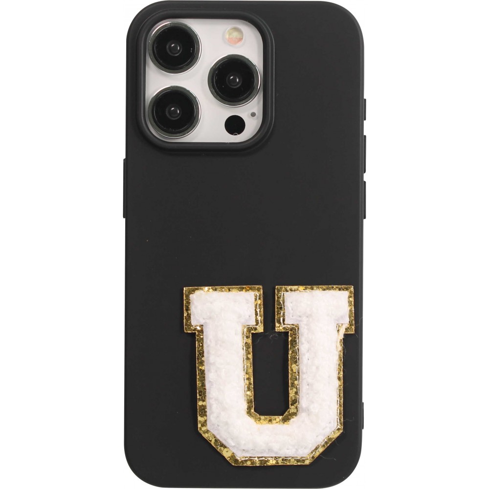 Autocollant sticker pour téléphone/tablette/ordinateur brodé en 3D blanc - Lettre U