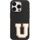 Autocollant sticker pour téléphone/tablette/ordinateur brodé en 3D blanc - Lettre U