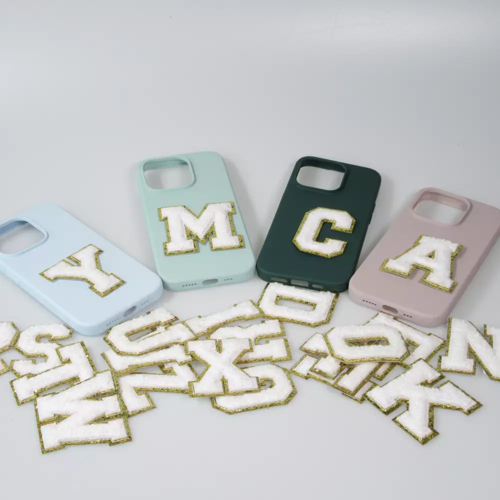 Sticker Aufkleber für Handy/Tablet/Computer 3D gestickt Weiss - Buchstabe W