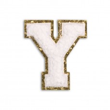 Autocollant sticker pour téléphone/tablette/ordinateur brodé en 3D blanc - Lettre Y