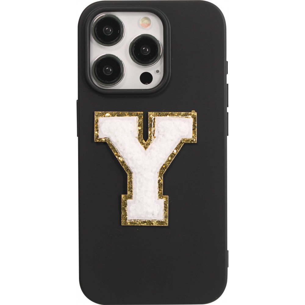 Autocollant sticker pour téléphone/tablette/ordinateur brodé en 3D blanc - Lettre Y
