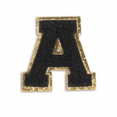 Autocollant sticker pour téléphone/tablette/ordinateur brodé en 3D noir - Lettre A