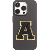 Autocollant sticker pour téléphone/tablette/ordinateur brodé en 3D noir - Lettre A